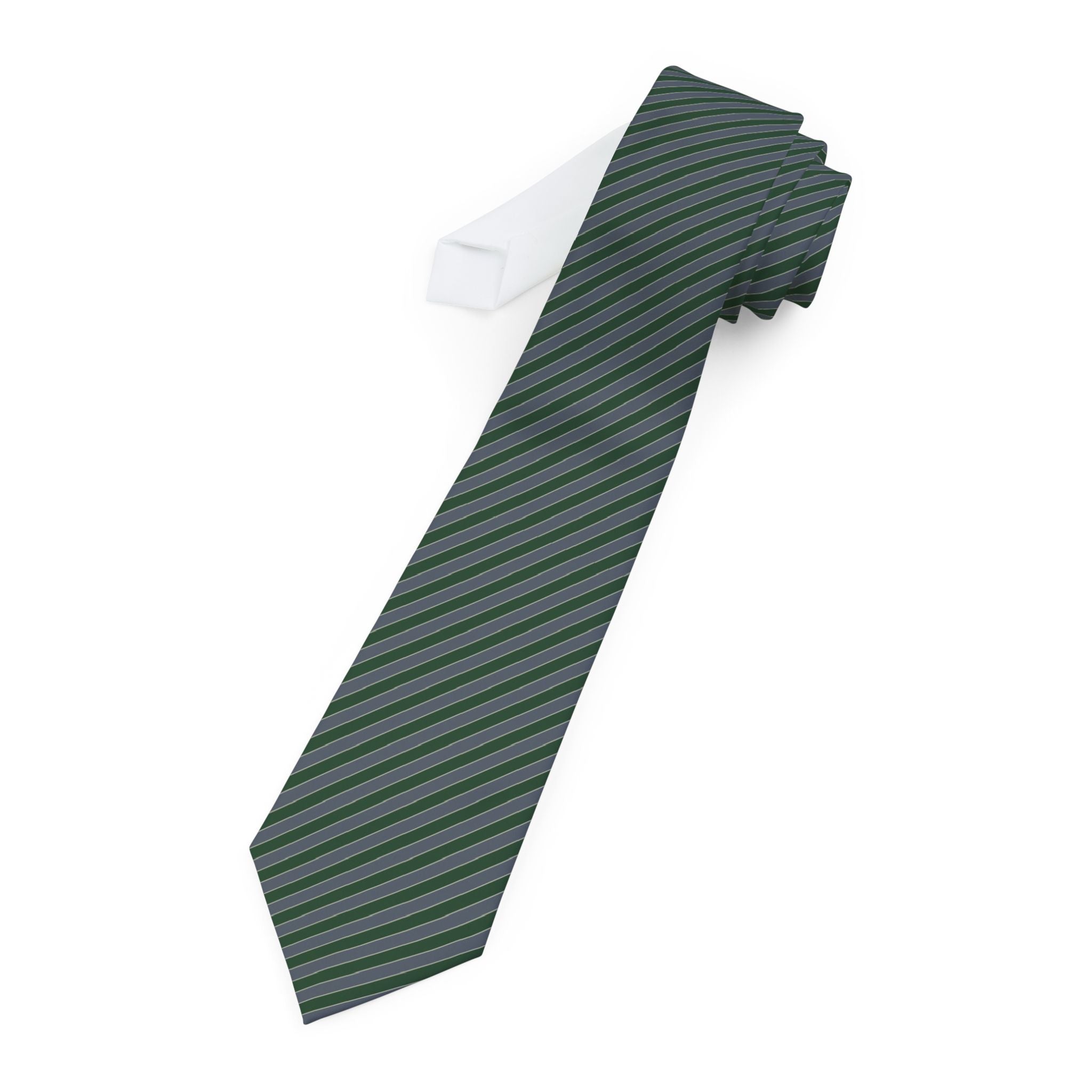 Champdepraz Talisman Tie - Forest Slate Diagonal Stripe
