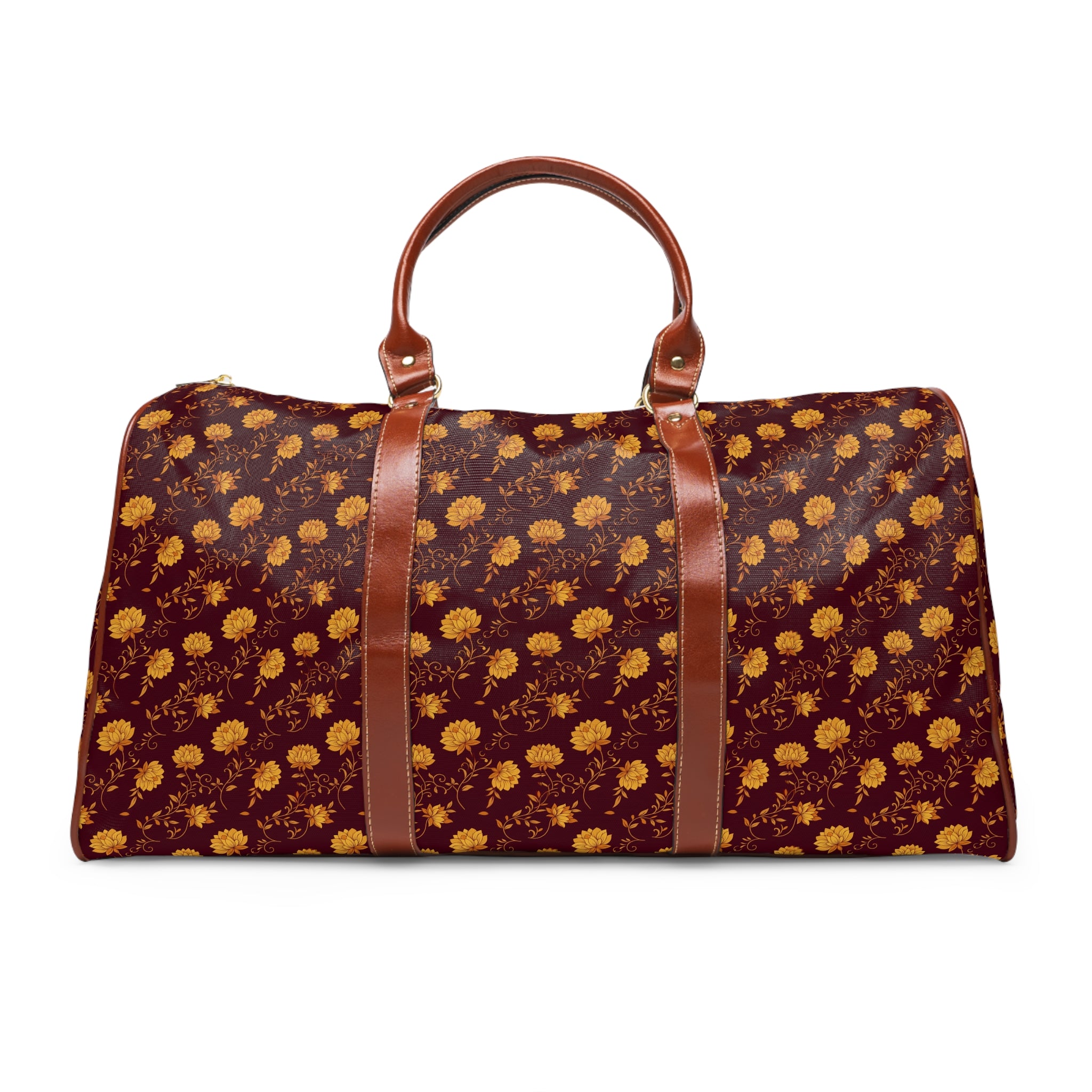 Charmille - Burgundy Gold Bloom Travel Bag