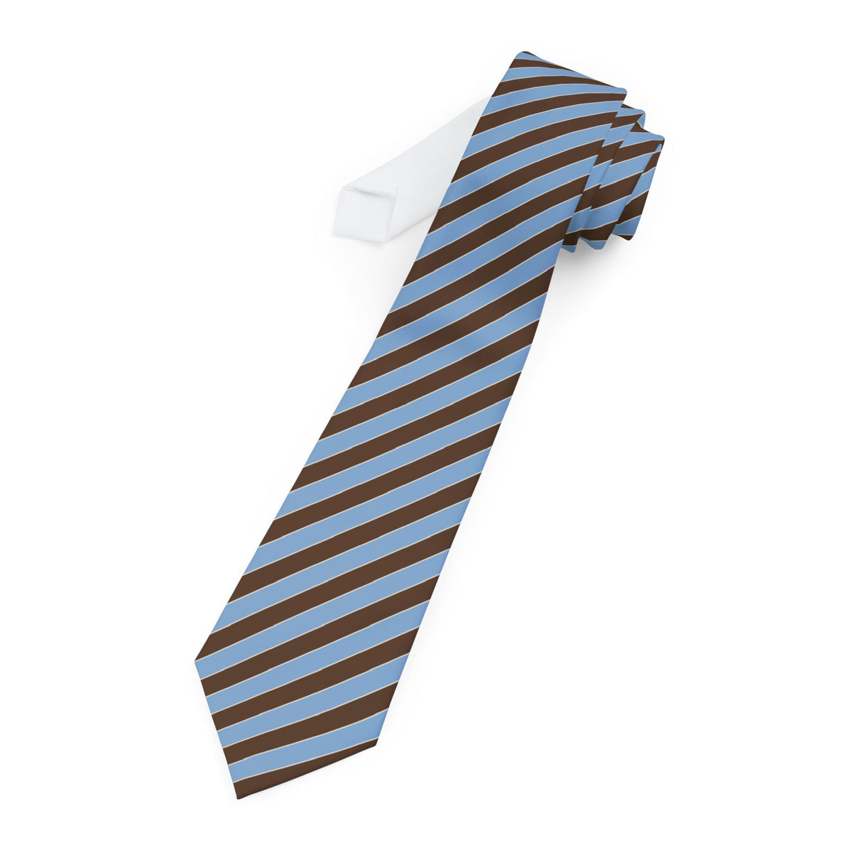 Talleyrand Satin Edition - Brown & Sky Blue Regimental Stripe Tie