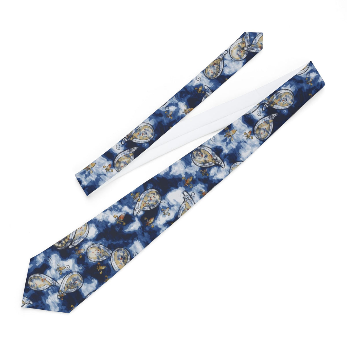 Borromeo Satin Edition - Indigo & Ivory Watercolour Paisley Tie