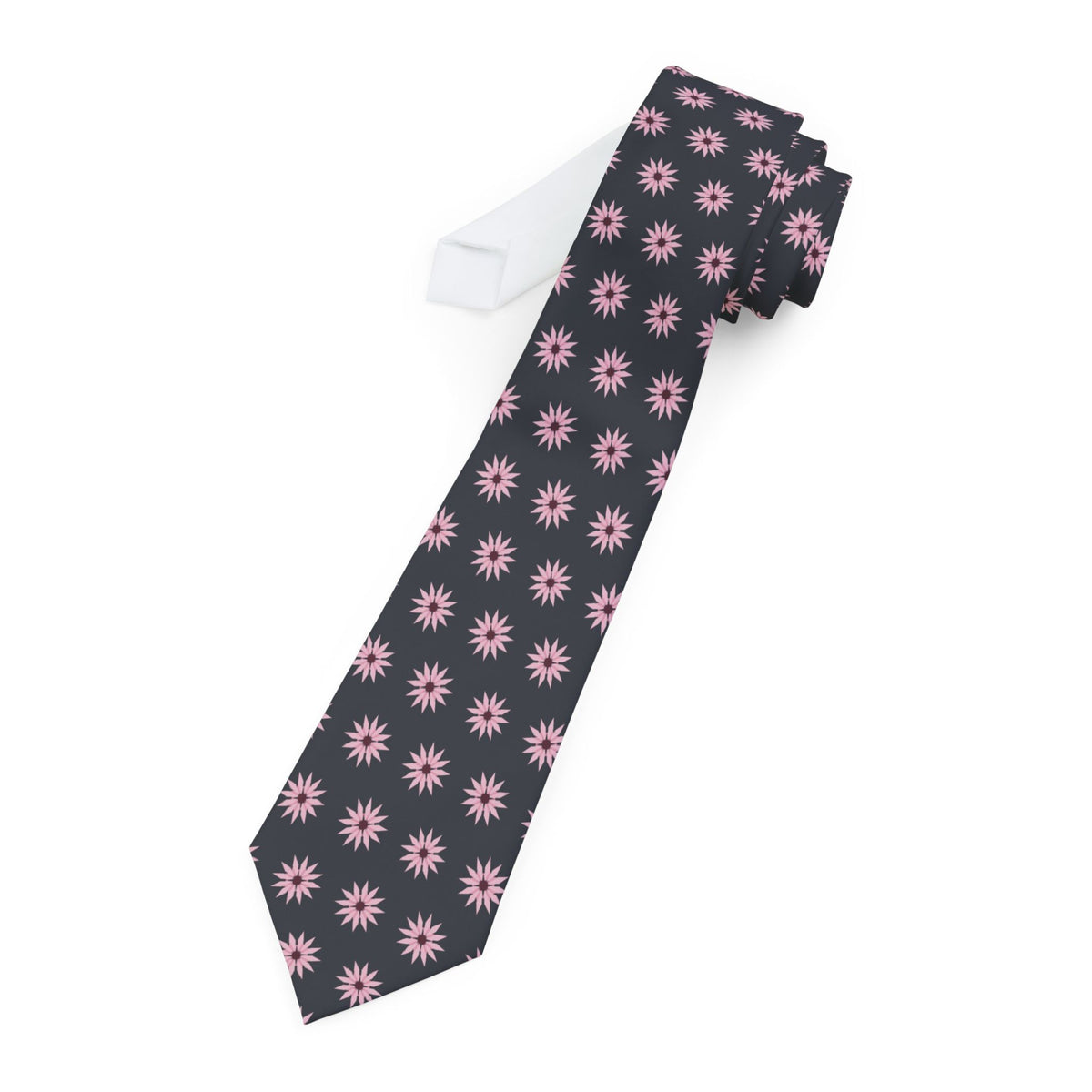 Werdenberg Talisman Tie - Charcoal Pink Dahlia Bloom