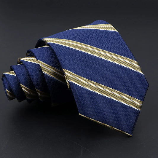 Navy and Gold Striped Talisman Necktie – Elegant Refinement