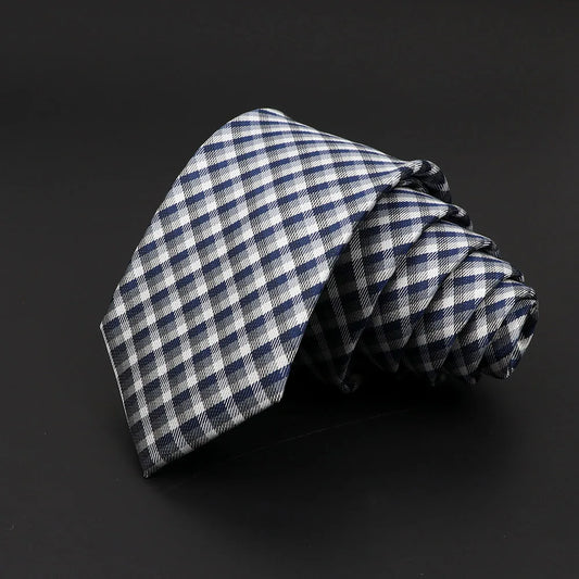 Talisman Tie - Navy and White Plaid Checkered Necktie