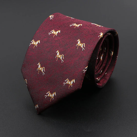 d'Estaing - Burgundy Tie with Horse Pattern – Classic Equestrian Elegance