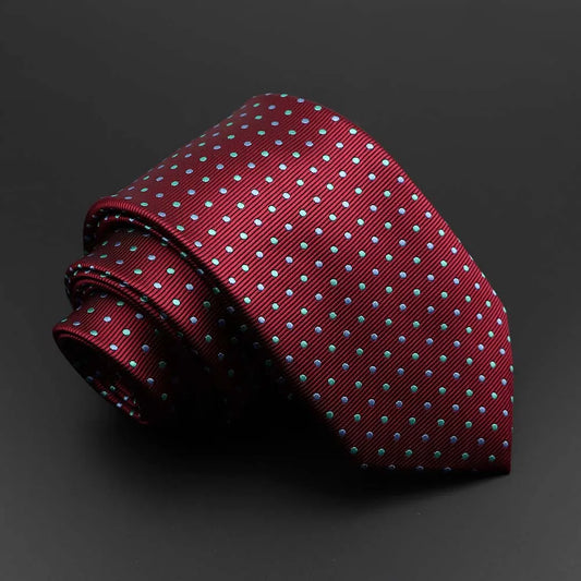 De Vivonne - Burgundy Tie with Teal Dot Pattern – Rich Color Meets Playful Precision