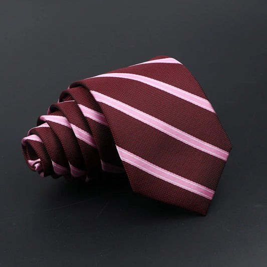 Porhoët - Classic Burgundy and Pink Striped Tie