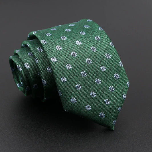 Montrevel - Green Tie with Light Blue Floral Pattern – Fresh, Refined, Distinct
