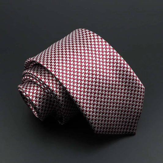 Montferrat - Red & White Houndstooth Tie – Bold Texture, Classic Appeal
