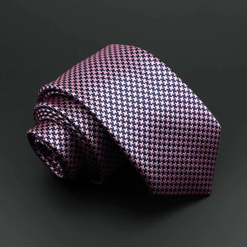 Montferrat - Pink & Navy Houndstooth Tie – Bold Meets Classic