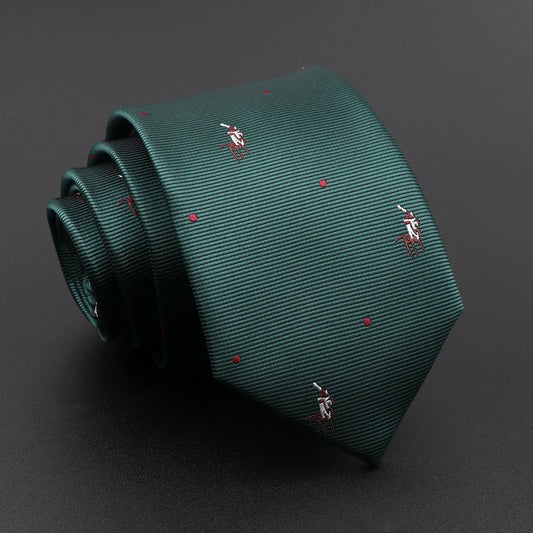 Du Tillet - Green Tie with Polo Player Motif – Classic Prep with a Sporty Edge