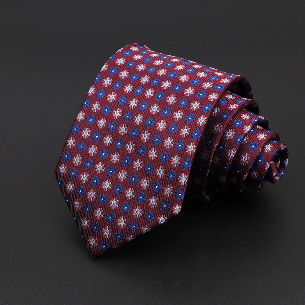 Fonseca - Burgundy & Blue Floral Grid Tie