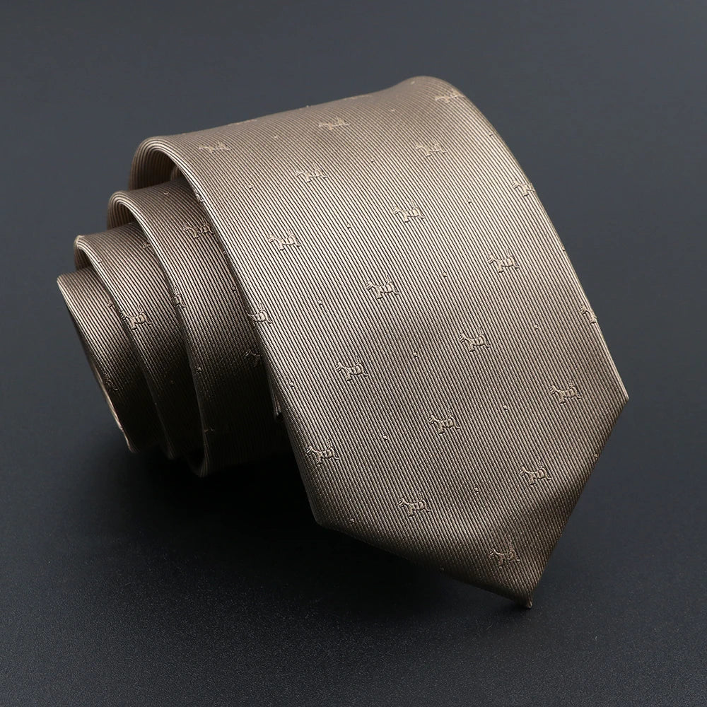d'Alincourt - Taupe Tie with Subtle Dog Pattern – Refined Charm with a Playful Twist
