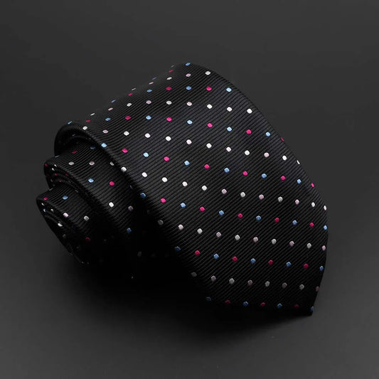 De Vivonne - Black Tie with Multicolor Dot Pattern – Subtle Charm, Sharp Appeal