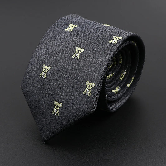 De Fontanges - Black Tie with Koala Embroidery – Whimsy Meets Sophistication