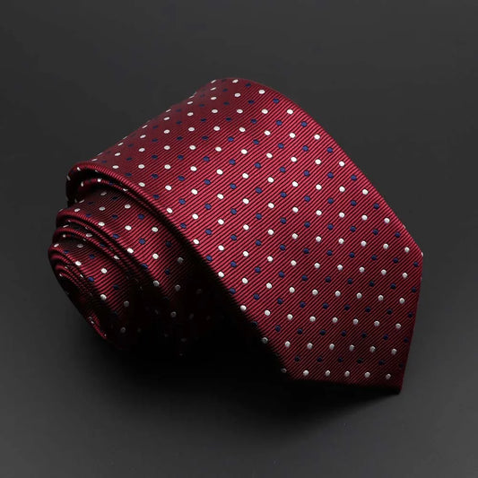 De Vivonne - Burgundy Microdot Tie with Blue Accents – Refined Detail, Everyday Versatility