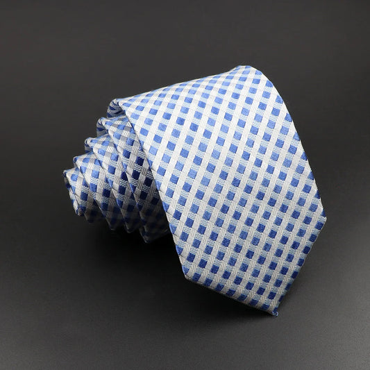 La Tour du Pin - Blue and White Checkered Silk Necktie