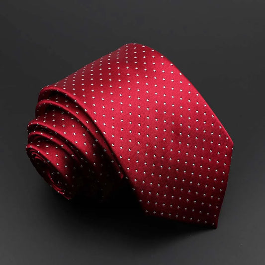 De La Rochejaquelein - Red Tie with White Dot Pattern – Sharp Simplicity with Timeless Appeal