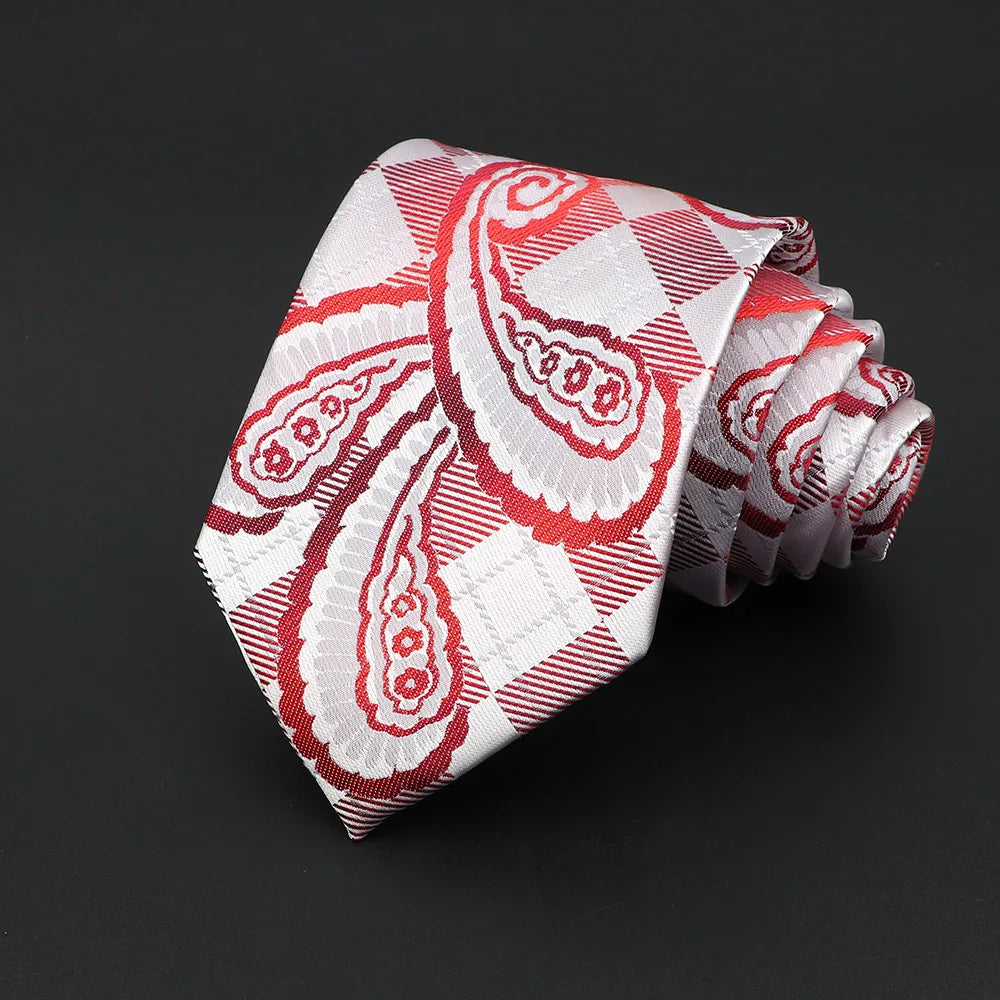 Albret - White & Red Oversized Paisley Tie