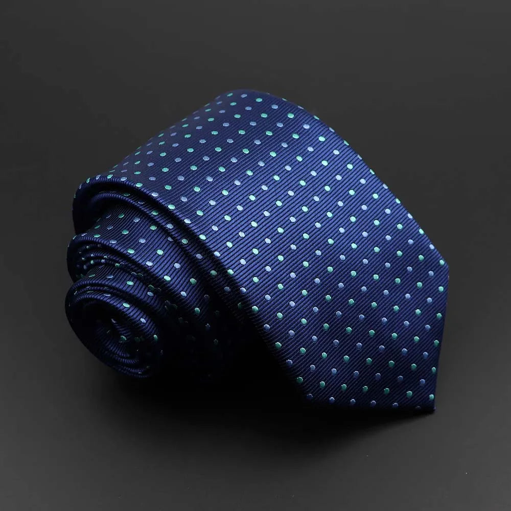 De Vivonne - Navy Tie with Teal Dots – Modern Flair Meets Classic Texture