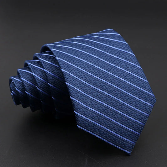 Navy Blue Striped Talisman Necktie – A Classic with a Modern Twist