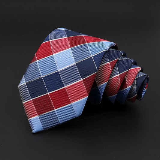 Talisman Tie - Bold Red, Navy, and Light Blue Checkered Necktie