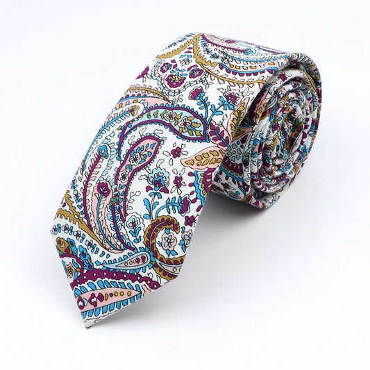 Tavistock - Cream Multicolor Paisley Tie
