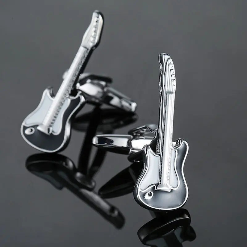 Talisman Cufflink – Silver Bass Guitar