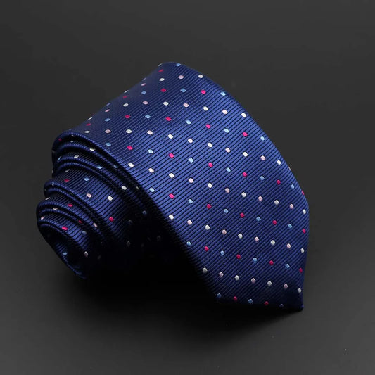 De Vivonne - Navy Tie with Multicolor Dots – Playful Detail Meets Sophisticated Style