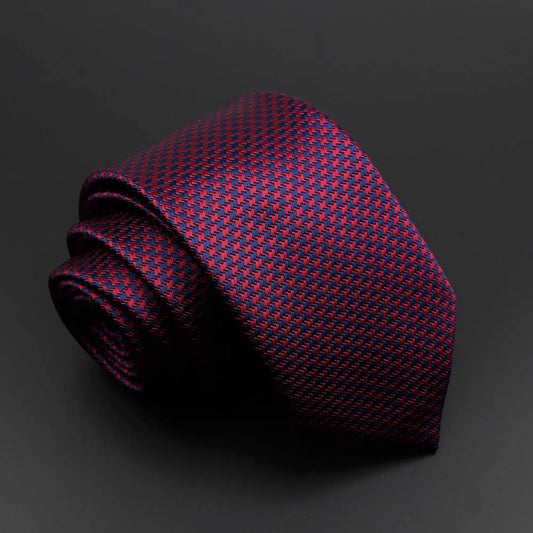Montferrat - Red & Navy Houndstooth Tie – Bold Texture, Timeless Appeal