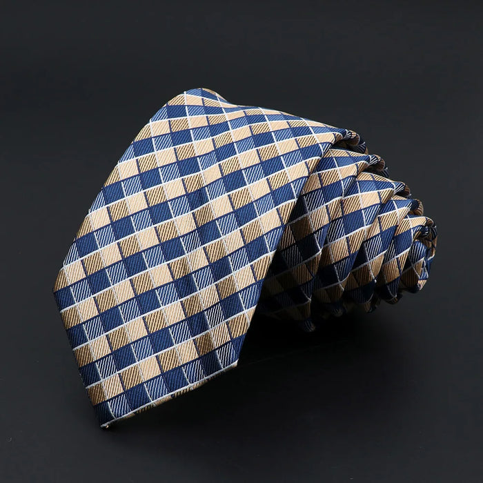 Talisman Tie - Navy and Gold Checkered Necktie