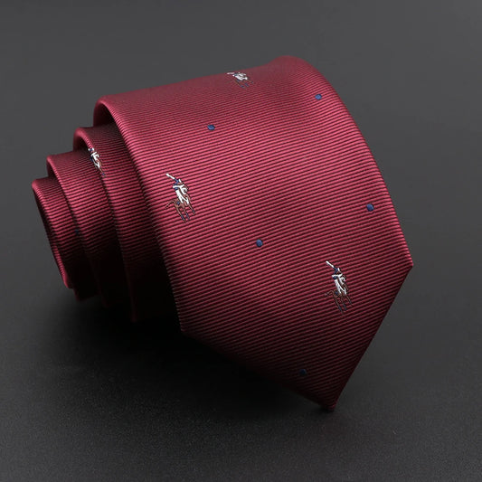 Du Tillet - Burgundy Tie with Polo Player Motif – Timeless Sport-Inspired Elegance