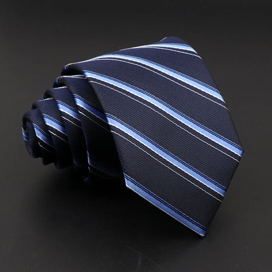 Navy Blue Striped Talisman Necktie – Sleek Professionalism