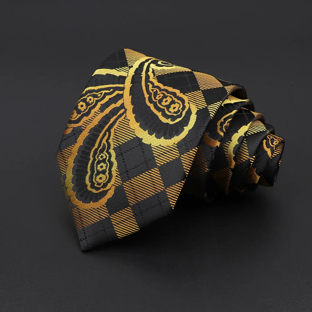 Albret - Gold & Black Oversized Paisley Tie
