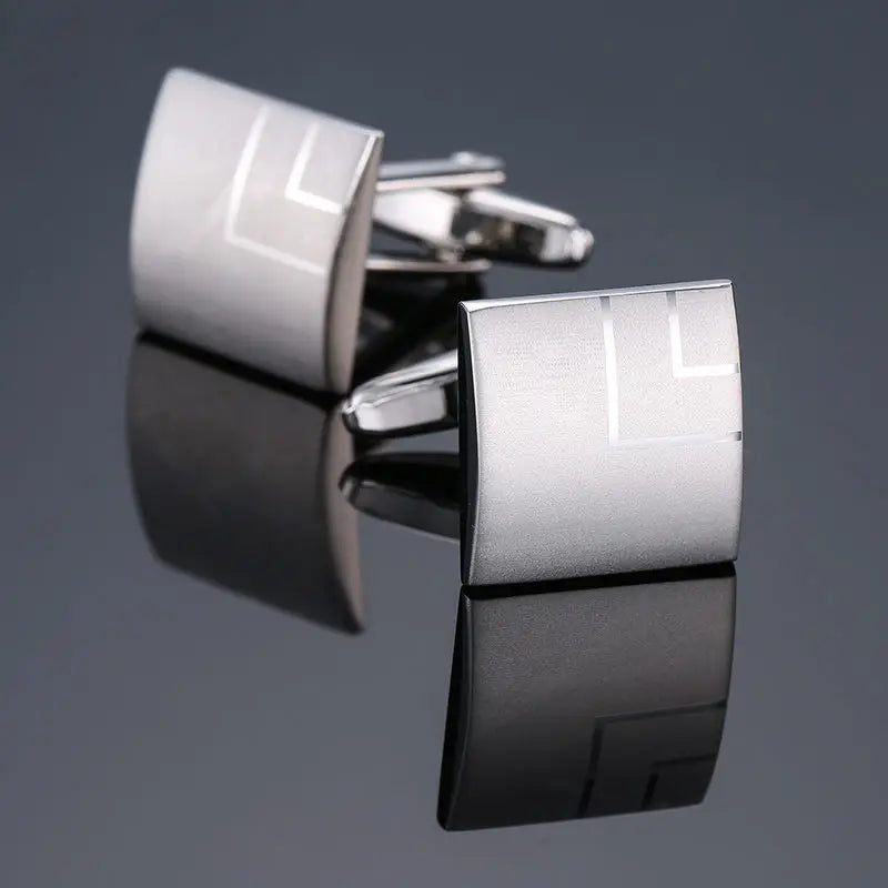 Brushed Silver Curve cufflinks