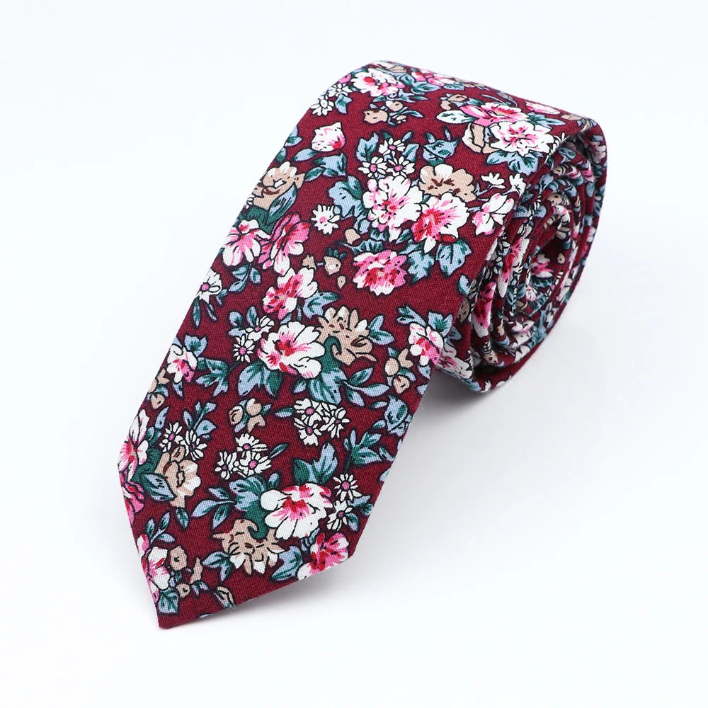 Quincey - Crimson Ditsy Floral Tie