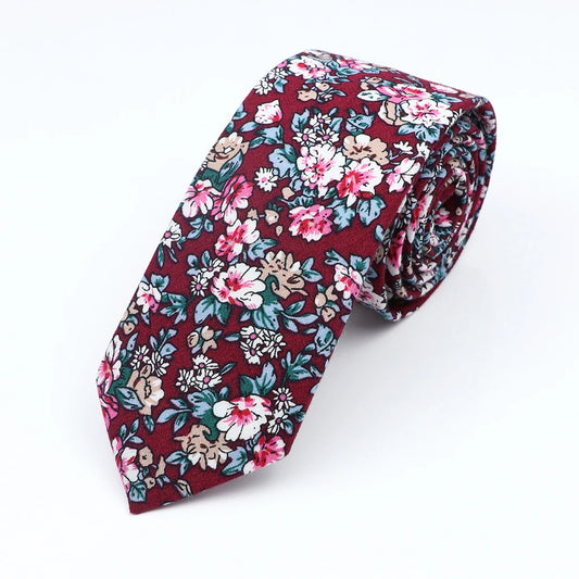 Quincey - Crimson Ditsy Floral Tie