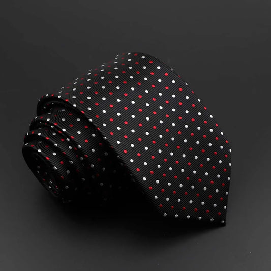 De Vivonne - Black Tie with Red & White Dots – Bold Contrast for Confident Looks