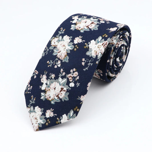 Inverness - Navy Cream Rose Tie