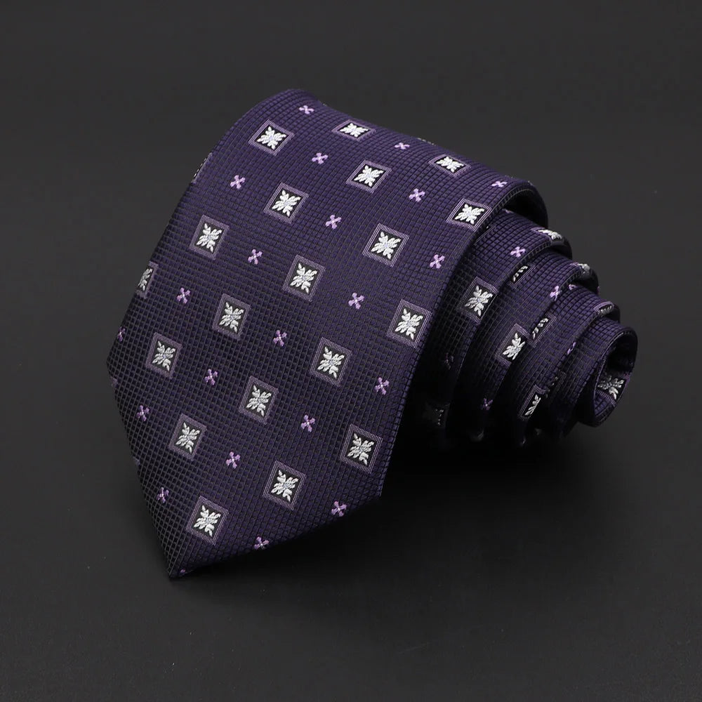 Egerton - Purple & Silver Geometric Motif Tie