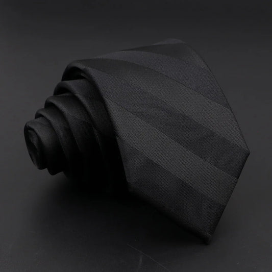 Black Satin Striped Talisman Necktie – A Bold Statement of Elegance