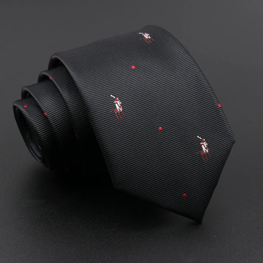 Du Tillet - Black Tie with Polo Player Motif – Understated Power, Athletic Flair