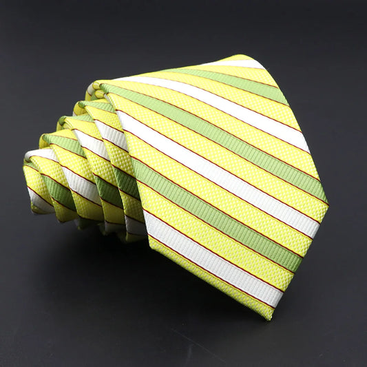 Lime and White Striped Talisman Necktie – Fresh Elegance with a Modern Twist