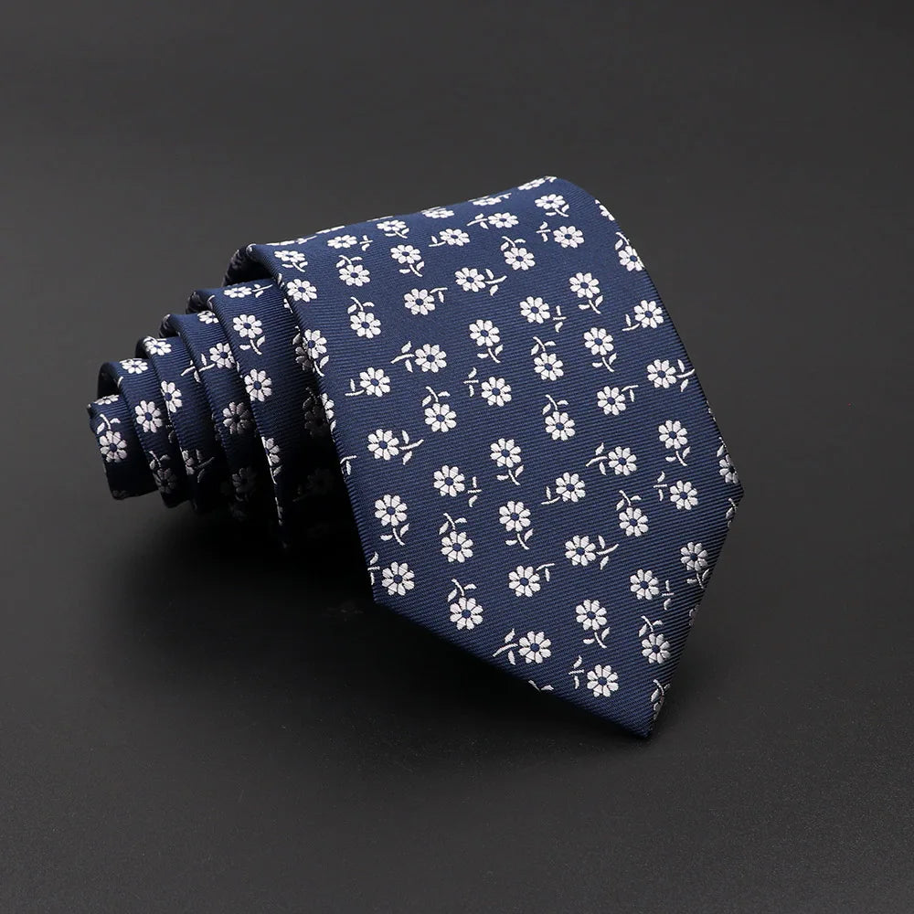 Sutcliffe - Navy White Floret Tie