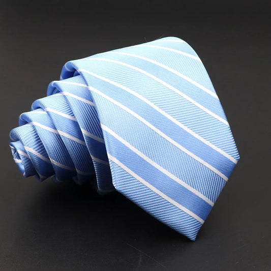 Sky Blue and White Striped Talisman Necktie – Fresh and Elegant