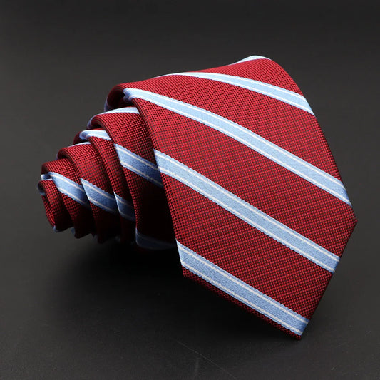Bold Red and Light Blue Striped Talisman Necktie – Striking Elegance