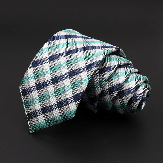 Talisman Tie - Modern Green and Navy Plaid Necktie