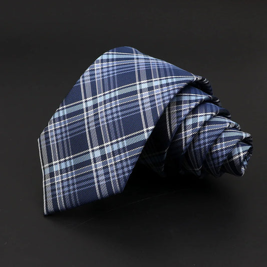 Talisman Tie - Classic Navy Blue Plaid Necktie