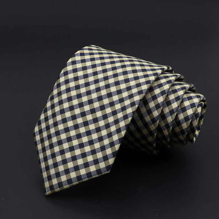 Talisman Tie - Beige and Navy Gingham Necktie