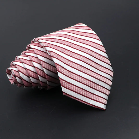 Montbazon - White and Burgundy Striped Tie