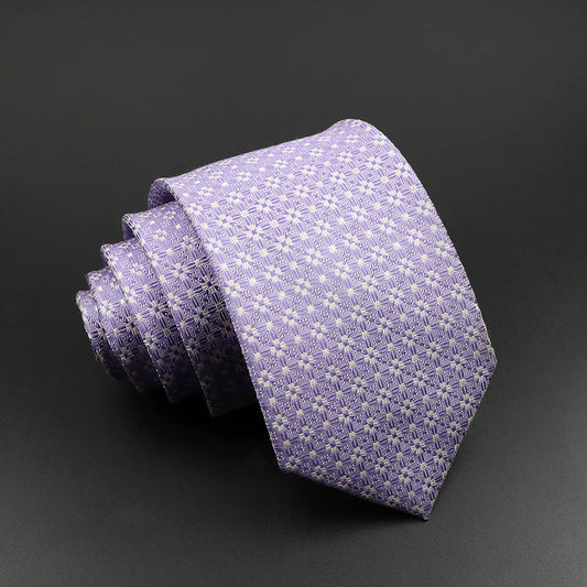 Créquy - Elegant Lavender Floral Silk Necktie